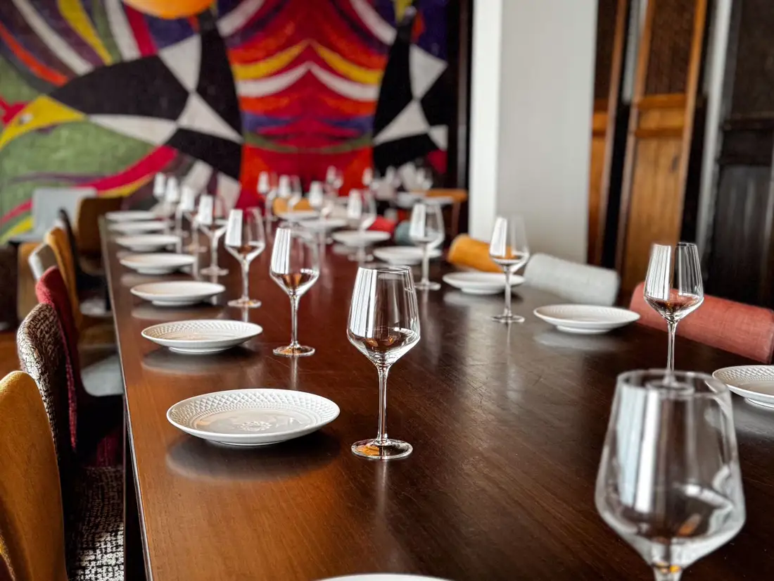 Large group dining table for private events at Beatnik Lincoln Park. 